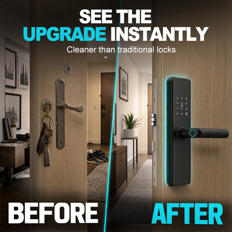 🛍️ 50 % Rabatt – Intelligentes Türschloss mit Fingerabdruck & Code – einfache Montage ohne Bohrwechsel – ideal für Mietwohnungen, Apartments & Hotels 🔑