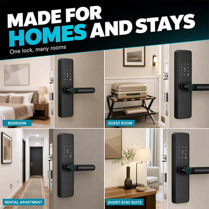 🛍️ 50 % Rabatt – Intelligentes Türschloss mit Fingerabdruck & Code – einfache Montage ohne Bohrwechsel – ideal für Mietwohnungen, Apartments & Hotels 🔑