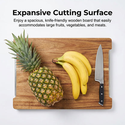 🔪 50% RABATT! 🥗 Holzschneidebrett mit ausziehbaren Schalen – Integrierte Auffangschalen, stabil & platzsparend – Perfekt für präzises Schneiden & einfaches Servieren 🪵