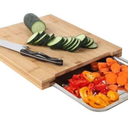 🔪 50% RABATT! 🥗 Holzschneidebrett mit ausziehbaren Schalen – Integrierte Auffangschalen, stabil & platzsparend – Perfekt für präzises Schneiden & einfaches Servieren 🪵