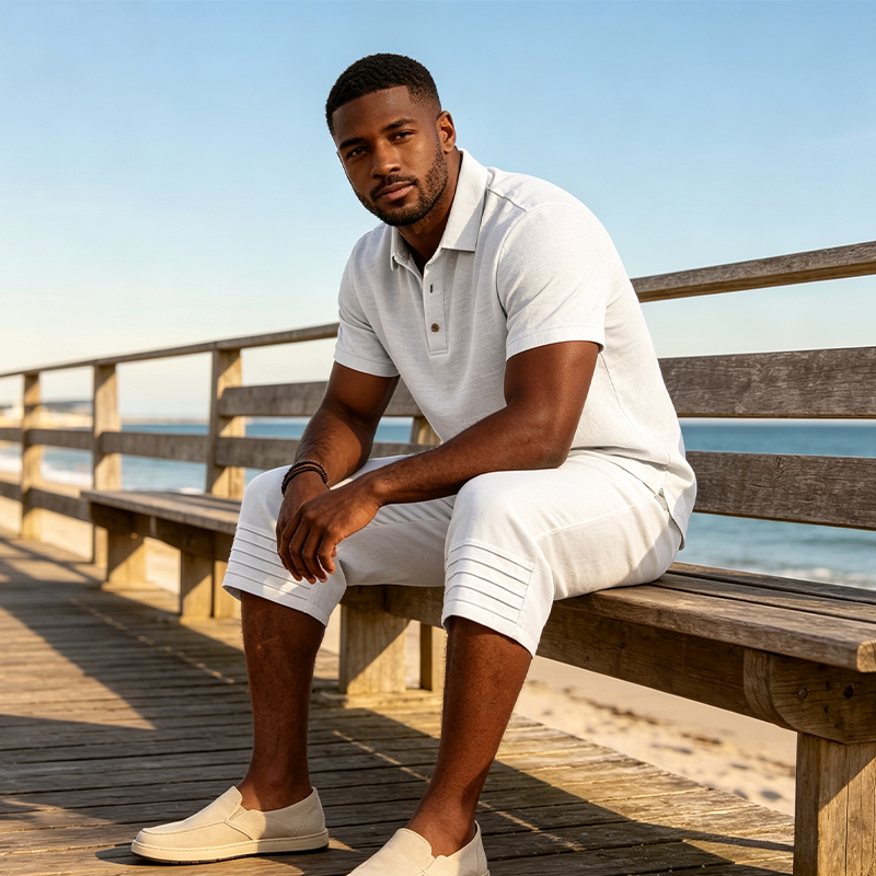🛍️ 50 % Rabatt – 2-teiliges Freizeit-Set für Herren – Leinen-Poloshirt mit Kurzarm & 7/8-Hose, atmungsaktiv & leicht für Strand & Alltag ☀️