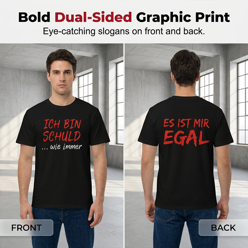🔥Solange der Vorrat reicht 40 % Rabatt!🎉Witziges deutsches Slogan-T-Shirt für Herren, schwarz, Kurzarm, Rundhalsausschnitt