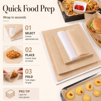 🍪 50% RABATT! 🧑‍🍳 Lebensmittelechte Backpapier-Bögen – Antihaft, ölbeständig & vielseitig – Ideal für Backen, Braten & Frittieren ✨