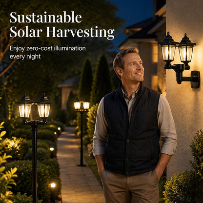 🔥Solange der Vorrat reicht 40 % Rabatt!🎉Retro Solar-Gartenleuchte für Außen – Doppelkopf Hexagonale Straßenlaterne