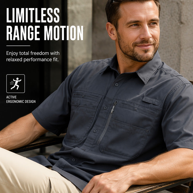 🏔️ 40 % RABATT! 👕 Kurzarm-Wanderhemd für Herren – Hochdichtes Ripstop-Gewebe – Reiß- und knitterfest für Outdoor-Aktivitäten