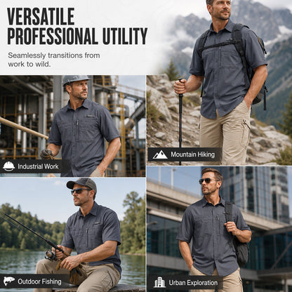 🏔️ 40 % RABATT! 👕 Kurzarm-Wanderhemd für Herren – Hochdichtes Ripstop-Gewebe – Reiß- und knitterfest für Outdoor-Aktivitäten