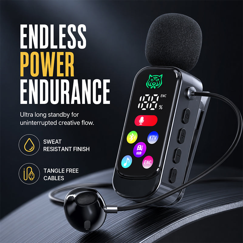 🎤🔊📶 Bluetooth Karaoke Headset mit sicherem Kragenfederclip, leichtes drahtloses Gesangsheadset für Live & Unterricht