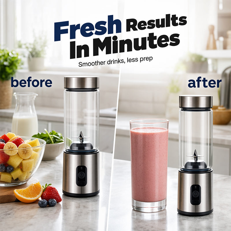 🥤 60% RABATT! ⚡ Tragbarer Elektrischer Mixer – Leistungsstark, kompakt & wiederaufladbar – Perfekt für Smoothies, Shakes und Säfte unterwegs 🏃‍♀️