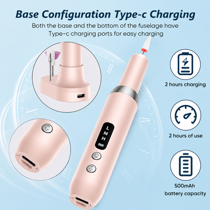 ⏰ 50% RABATT💅🔋 Kabelloser elektrischer Nagelfräser mit Ladestation – Professionelle Maniküre zu Hause! | Tragbar, aufladbar & jederzeit einsatzbereit ✨