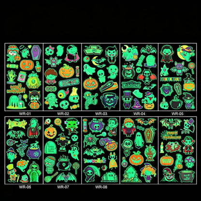 📢📢 JETZT 50 % RABATT!! ⏰Leuchtende Halloween-Tattoos für Kinder – Wasserfeste Cartoon-Glow-Sticker