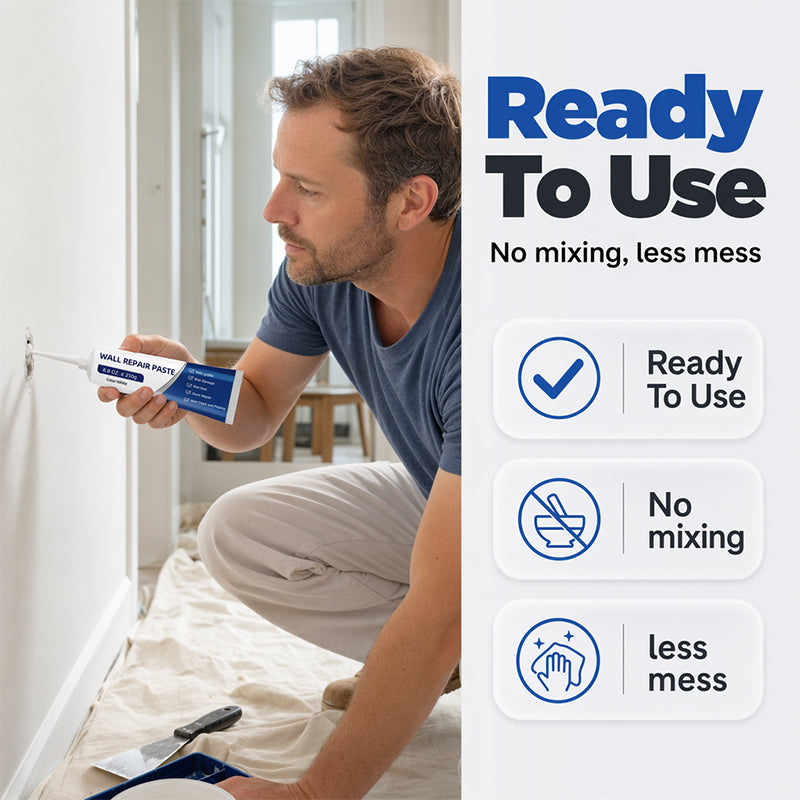 🏠 50% RABATT JETZT! 🛡️ Wasserdichte Wandreparaturpaste – Füllt Risse schnell, glatte weiße Oberfläche & DIY-freundlich – Perfekt für schnelle Ausbesserungen ohne Fachmann ✨