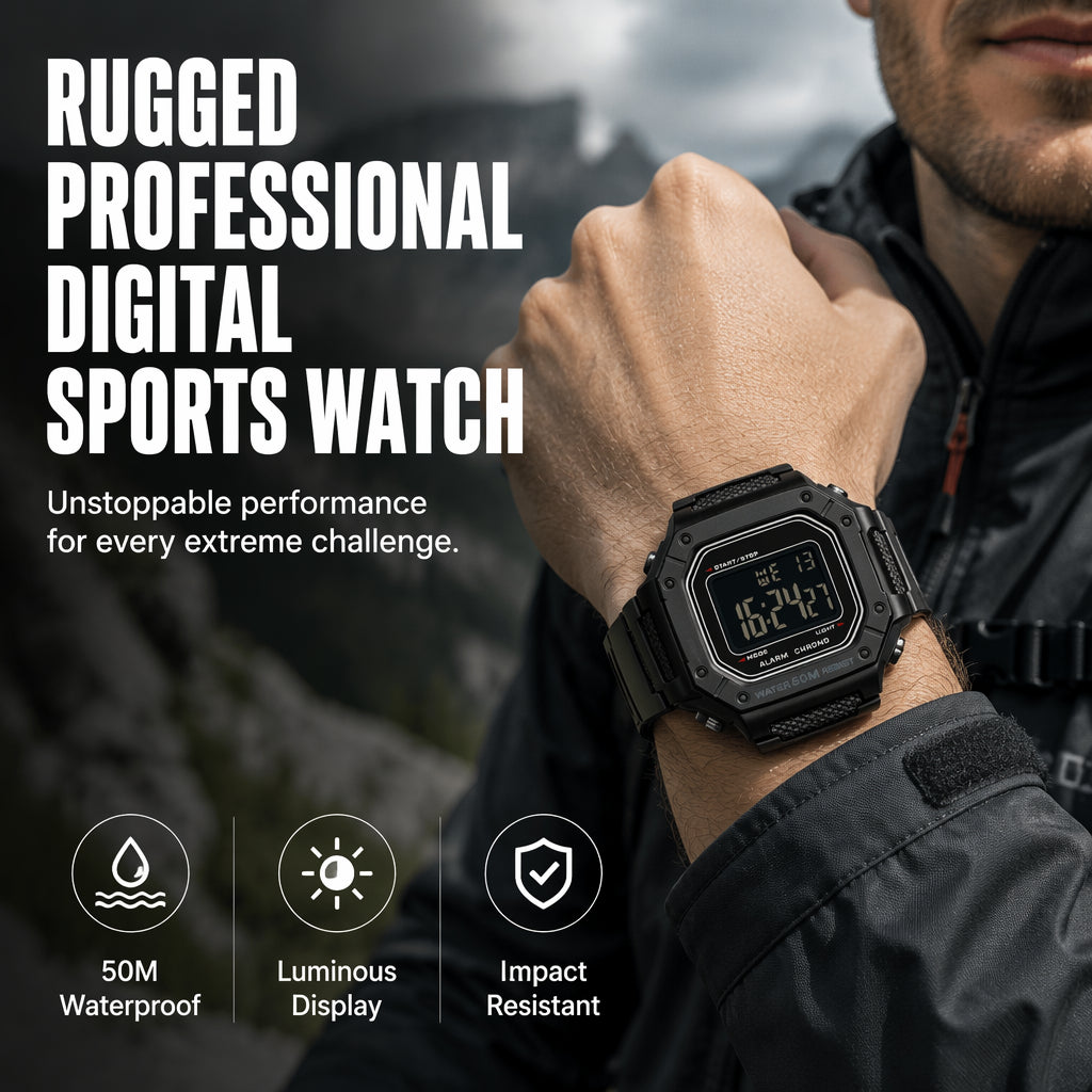 📢📢40% RABATT !!⏰ Herren Wasserdichte Digitaluhr mit LED-Leuchtanzeige