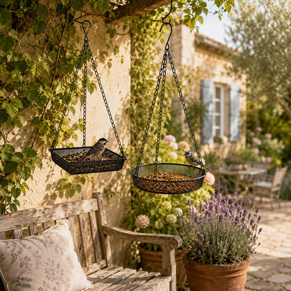 🌿 50 % Rabatt – Metall-Vogelhängehaus mit runder Futterschale – wetterfest, stabil & vielseitig für Garten, Balkon & Terrasse 🐦