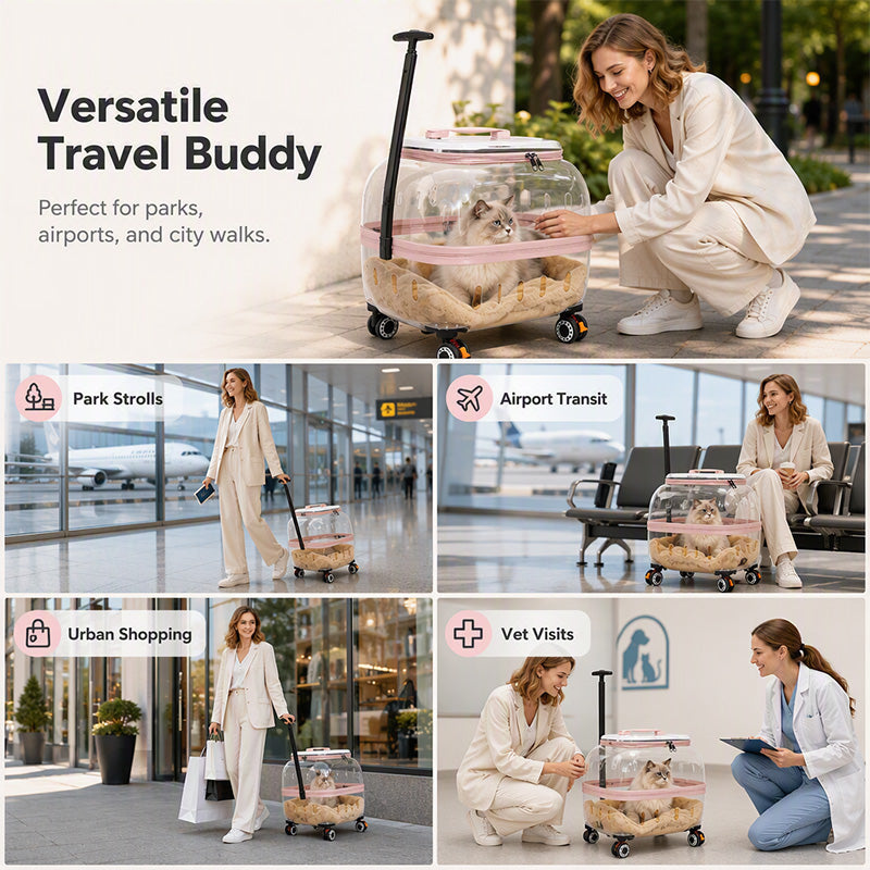 🔥Solange der Vorrat reicht 40 % Rabatt!🎉Atmungsaktive Haustier-Transporttasche mit Rollen