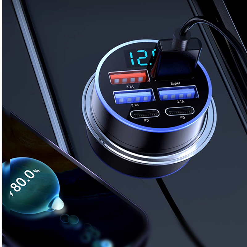 🎉 2026 Sale — Über 44.100 Mal verkauft!🔋 6-in-1 Kfz-Schnellladegerät mit Spannungsanzeige