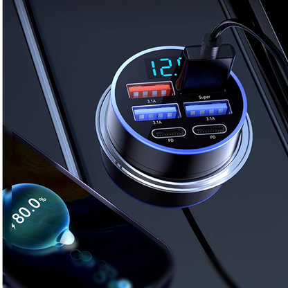 🎉 2026 Sale — Über 44.100 Mal verkauft!🔋 6-in-1 Kfz-Schnellladegerät mit Spannungsanzeige
