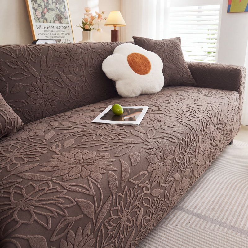 Rutschfeste 3D-Kamelien-Jacquard-Sofabezug