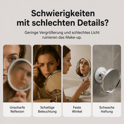 💄✨10‑fach vergrößernder Schminkspiegel｜LED‑Beleuchtung & Saugnapf‑Befestigung für perfektes Make‑up