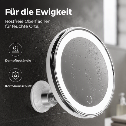 💄✨10‑fach vergrößernder Schminkspiegel｜LED‑Beleuchtung & Saugnapf‑Befestigung für perfektes Make‑up