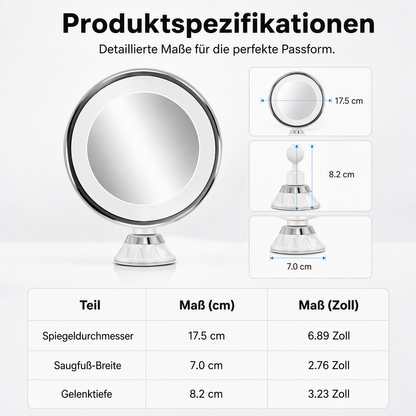 💄✨10‑fach vergrößernder Schminkspiegel｜LED‑Beleuchtung & Saugnapf‑Befestigung für perfektes Make‑up
