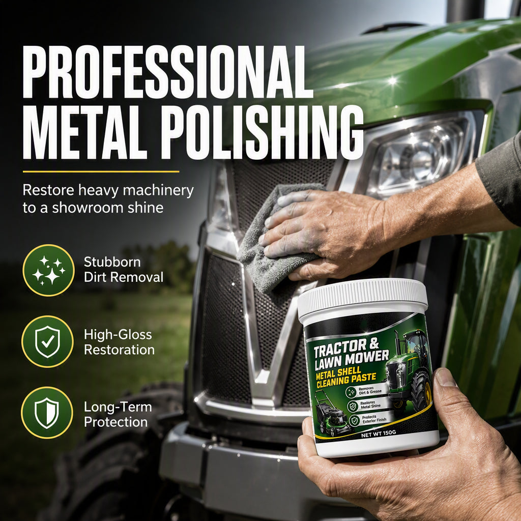 🚜 KAUFE 2, ERHALTE 1 GRATIS! 🧼 Hochleistungs-Reinigungspaste für Metall – Entfernt Rost, restauriert Oberflächen & kratzfrei – Ideal für Mäherdecks, Werkzeuge & Maschinen 💪