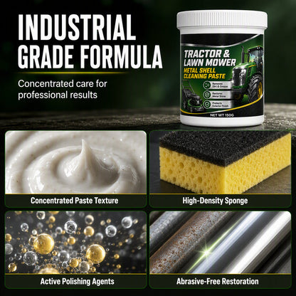 🚜 KAUFE 2, ERHALTE 1 GRATIS! 🧼 Hochleistungs-Reinigungspaste für Metall – Entfernt Rost, restauriert Oberflächen & kratzfrei – Ideal für Mäherdecks, Werkzeuge & Maschinen 💪