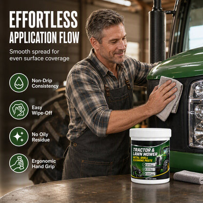 🚜 KAUFE 2, ERHALTE 1 GRATIS! 🧼 Hochleistungs-Reinigungspaste für Metall – Entfernt Rost, restauriert Oberflächen & kratzfrei – Ideal für Mäherdecks, Werkzeuge & Maschinen 💪