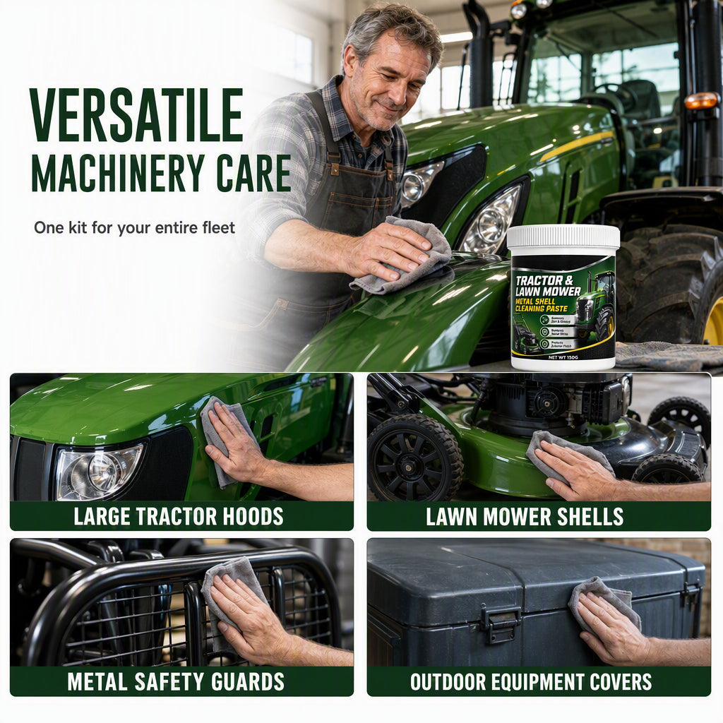 🚜 KAUFE 2, ERHALTE 1 GRATIS! 🧼 Hochleistungs-Reinigungspaste für Metall – Entfernt Rost, restauriert Oberflächen & kratzfrei – Ideal für Mäherdecks, Werkzeuge & Maschinen 💪