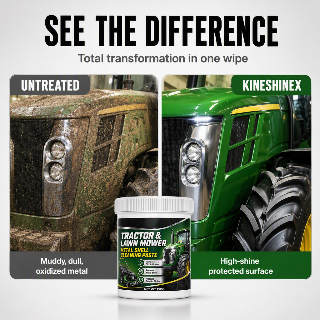 🚜 KAUFE 2, ERHALTE 1 GRATIS! 🧼 Hochleistungs-Reinigungspaste für Metall – Entfernt Rost, restauriert Oberflächen & kratzfrei – Ideal für Mäherdecks, Werkzeuge & Maschinen 💪