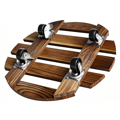 🌿 Runder Holz-Pflanzenroller mit Rädern – Mobiler Blumentopf-Untersetzer mit 360°-Schwenkrollen