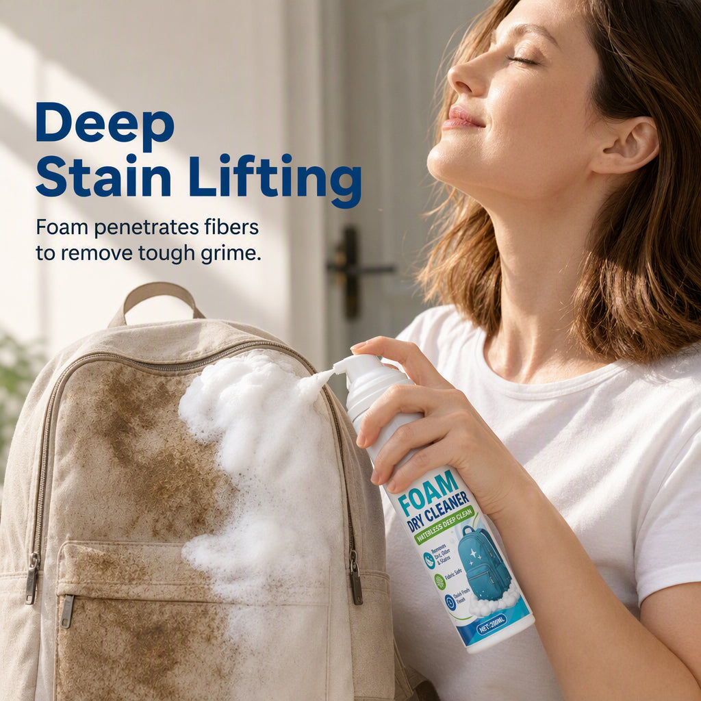 Wasserloser Rucksack-Schaumreiniger – Flecken- und Geruchsentferner für Canvas- und Nylontaschen 100 ml