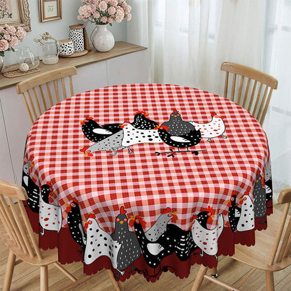 📢📢JETZT 50 % RABATT!! ⏰Tischdecke im Landhausstil mit rotem Karomuster & farbenfrohem Hahn-Print  🐓