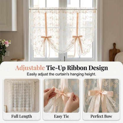 📢📢50% RABATT!! ⏰Bestickter Blumen-Raffvorhang aus Voile