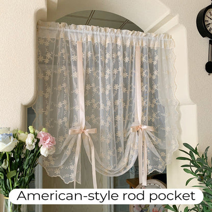 📢📢50% RABATT!! ⏰Bestickter Blumen-Raffvorhang aus Voile