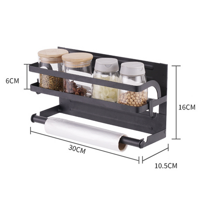 🧲Magnetischer Kühlschrank-Organizer aus Edelstahl – Hängendes Regal mit 2 Fächern für Gewürze, Dosen & Snacks