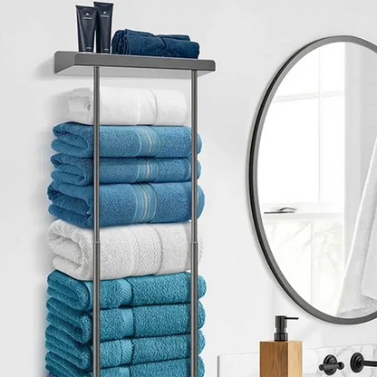 🛁 Ausziehbarer Badezimmer-Handtuchhalter – 38–75 cm höhenverstellbar, Kohlenstoffstahl, bohrerfreie Wandmontage