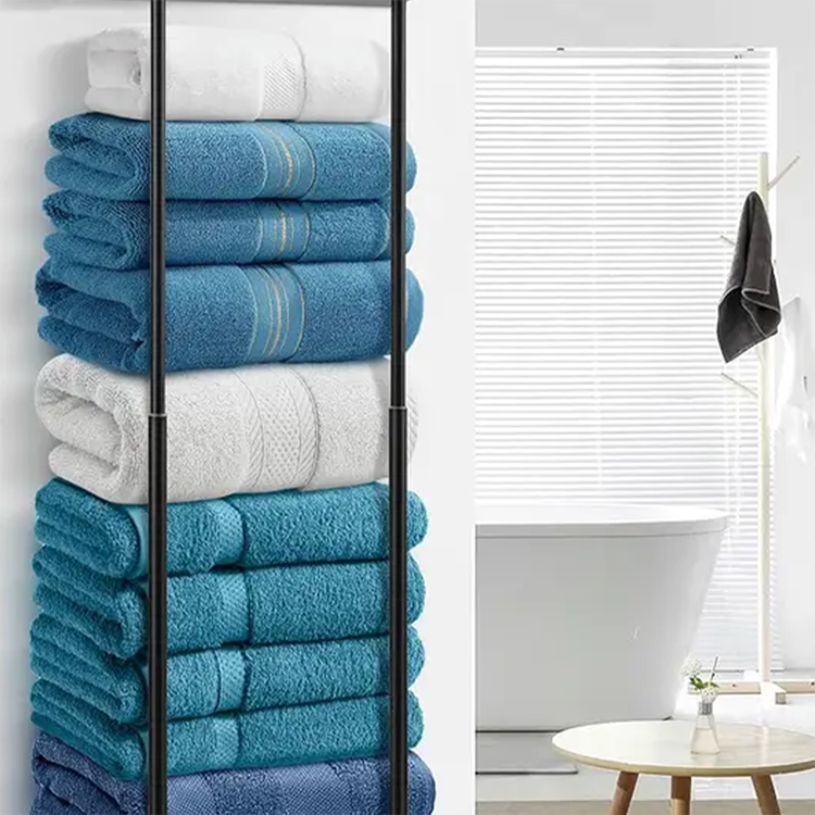🛁 Ausziehbarer Badezimmer-Handtuchhalter – 38–75 cm höhenverstellbar, Kohlenstoffstahl, bohrerfreie Wandmontage
