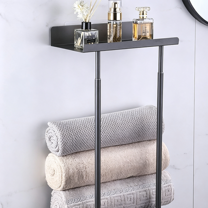 🛁 Ausziehbarer Badezimmer-Handtuchhalter – 38–75 cm höhenverstellbar, Kohlenstoffstahl, bohrerfreie Wandmontage