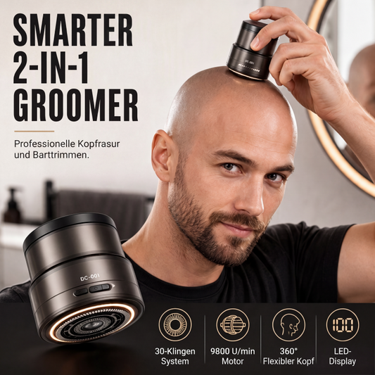 2-in-1 intelligenter Elektrorasierer für Glatzen und Bartschneider mit Digitalanzeige