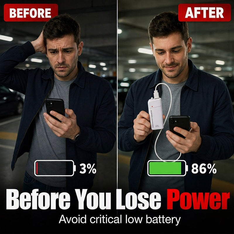 ✨50% Rabatt✨🔋 Tragbares Notfall-Handyladegerät mit AA-Batteriebetrieb und LED-Taschenlampe