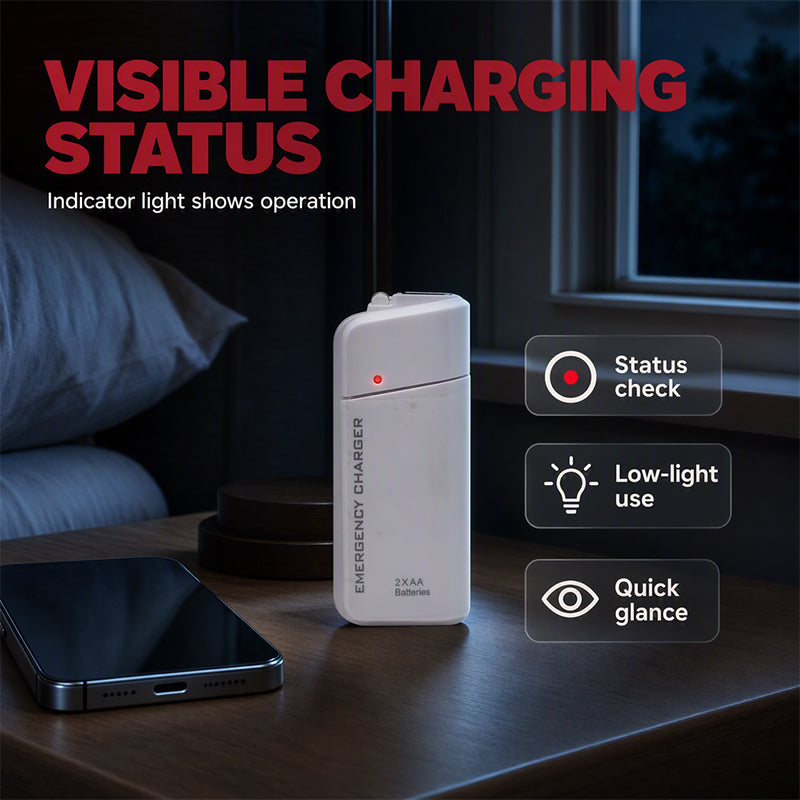 ✨50% Rabatt✨🔋 Tragbares Notfall-Handyladegerät mit AA-Batteriebetrieb und LED-Taschenlampe