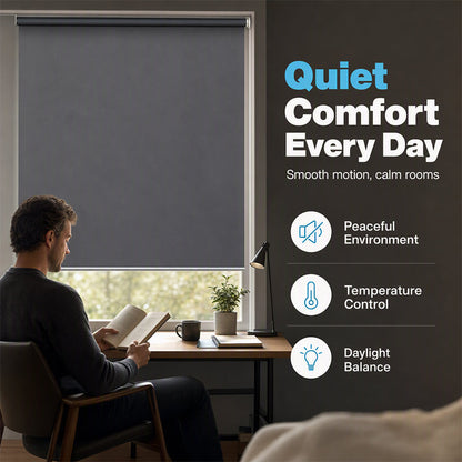 🌑 50% RABATT! 🔋 Elektrisches Verdunkelungsrollo mit Akku – 📱Wiederaufladbar, höhenverstellbar & einfach zu montieren – Ideal für Büro, Balkon & Zuhause 🌙