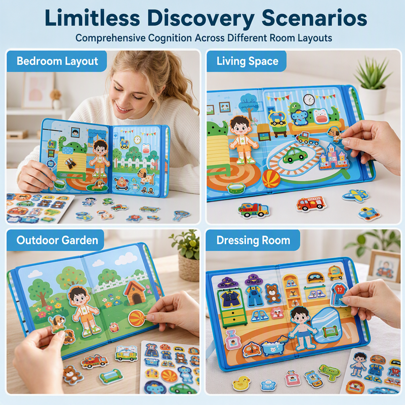 Magnetisches Quiet-Book für Kinder mit Faltpuzzle – Frühförderungsspielzeug für Jungen und Mädchen