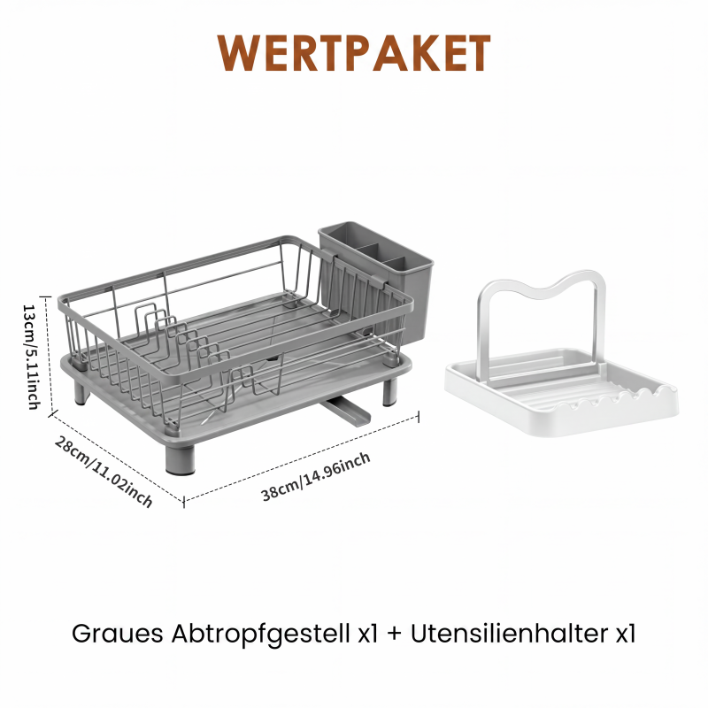 🔥Solange der Vorrat reicht 40 % Rabatt!🎉Küchengeschirr-Abtropfgestell mit 360° drehbarem Ausguss