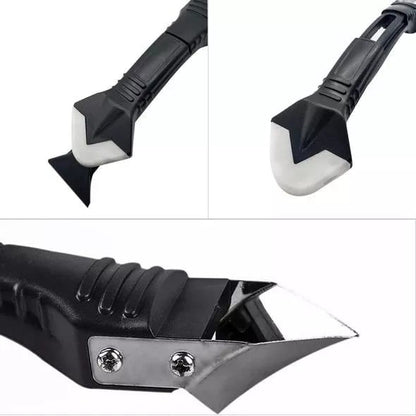 🔥 9-teiliges Silikon-Dichtwerkzeug-Set, 3-in-1-Werkzeug zur Entfernung von Fugen (Edelstahlkopf) und Schabberhilfe zum Entfernen von Fugenmaterial, Entferner für Dichtungsmittel für Küche/Bad/Fenster