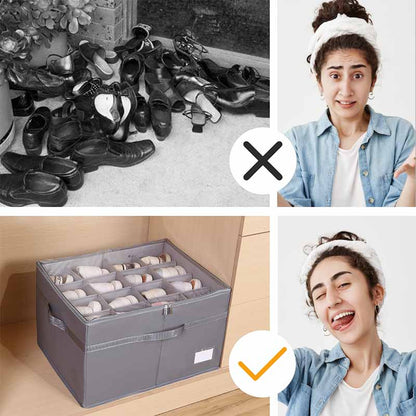 ⏳Zeitlich begrenztes Sonderangebot⏰Schuh-Organizer mit verstellbaren Trennwänden und transparenter Abdeckung 🔍