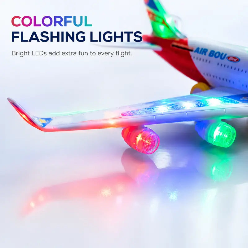 ✈️ JETZT 50% RABATT! 🎵 Elektrisches Modellflugzeug – Bump-and-Go, LED-Lichter & realistische Sounds – Für Kleinkinder ab 3+ 🛩️