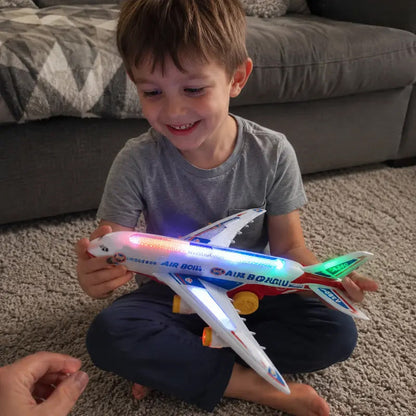 ✈️ JETZT 50% RABATT! 🎵 Elektrisches Modellflugzeug – Bump-and-Go, LED-Lichter & realistische Sounds – Für Kleinkinder ab 3+ 🛩️
