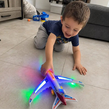 ✈️ JETZT 50% RABATT! 🎵 Elektrisches Modellflugzeug – Bump-and-Go, LED-Lichter & realistische Sounds – Für Kleinkinder ab 3+ 🛩️