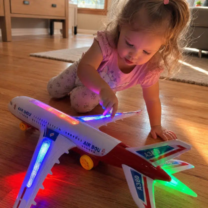 ✈️ JETZT 50% RABATT! 🎵 Elektrisches Modellflugzeug – Bump-and-Go, LED-Lichter & realistische Sounds – Für Kleinkinder ab 3+ 🛩️